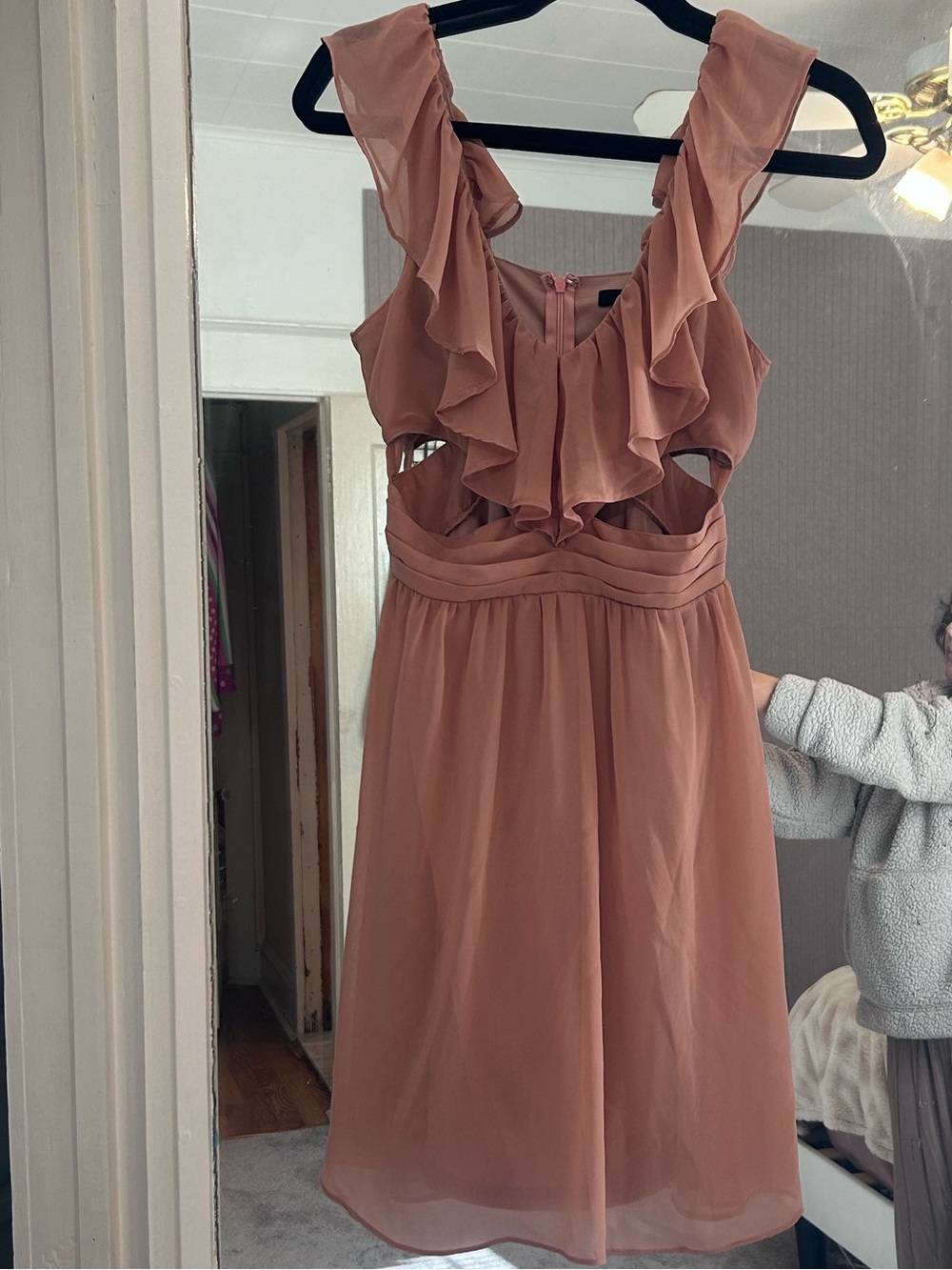 Ark & Co Ruffled Mini Dress in Dusty Rose